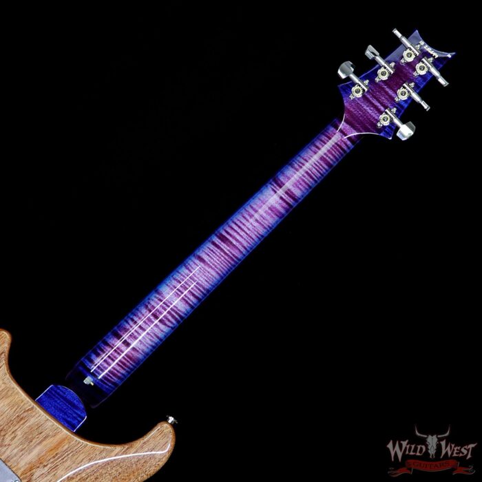 PRS Wood Library 10 Top Custom 24 Floyd Rose Quilt Top Flame Neck Ebony Board Violet Blue Burst - Image 12