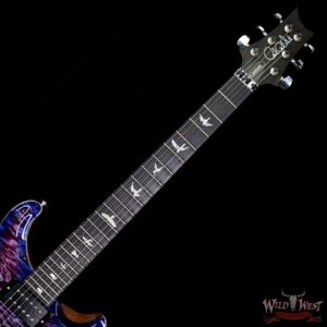 PRS Wood Library 10 Top Custom 24 Floyd Rose Quilt Top Flame Neck Ebony Board Violet Blue Burst - Image 8