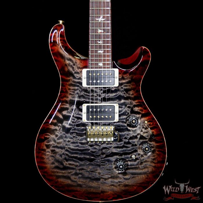 PRS Wood Library 10 Top Custom 24 Piezo Quilt Top Flame Neck Cocobolo Board Charcoal Cherry Burst - Image 3