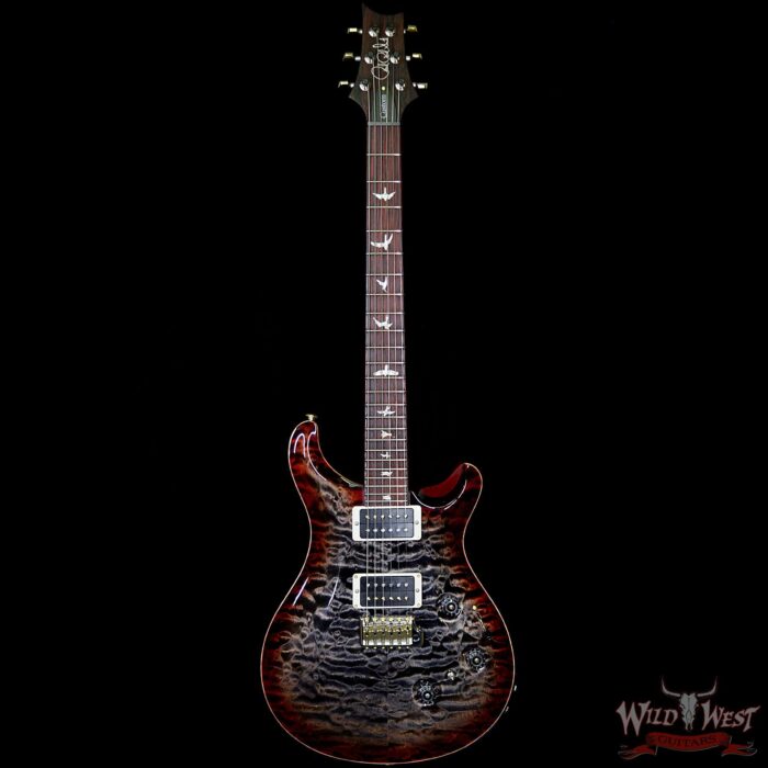 PRS Wood Library 10 Top Custom 24 Piezo Quilt Top Flame Neck Cocobolo Board Charcoal Cherry Burst - Image 5