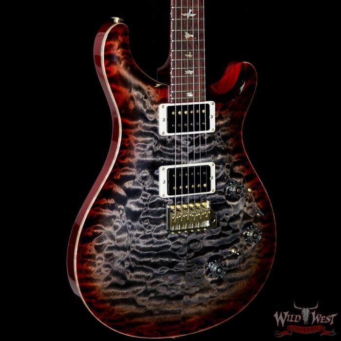 PRS Wood Library 10 Top Custom 24 Piezo Quilt Top Flame Neck Cocobolo Board Charcoal Cherry Burst - Image 4