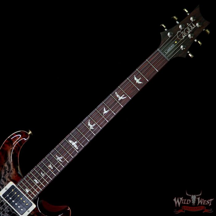 PRS Wood Library 10 Top Custom 24 Piezo Quilt Top Flame Neck Cocobolo Board Charcoal Cherry Burst - Image 8