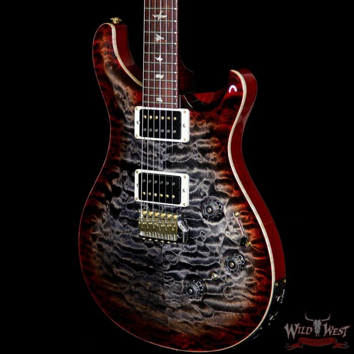 PRS Wood Library 10 Top Custom 24 Piezo Quilt Top Flame Neck Cocobolo Board Charcoal Cherry Burst - Image 2