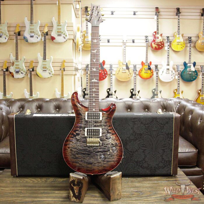 PRS Wood Library 10 Top Custom 24 Piezo Quilt Top Flame Neck Cocobolo Board Charcoal Cherry Burst - Image 11