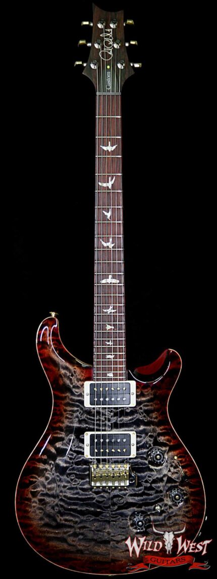 PRS Wood Library 10 Top Custom 24 Piezo Quilt Top Flame Neck Cocobolo Board Charcoal Cherry Burst