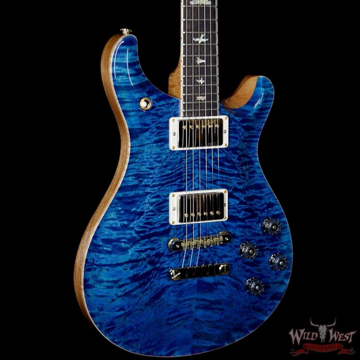 PRS Wood Library 10 Top Quilt Top McCarty 594 Flame Maple Neck Brazilian Rosewood Board Aquamarine - Image 4