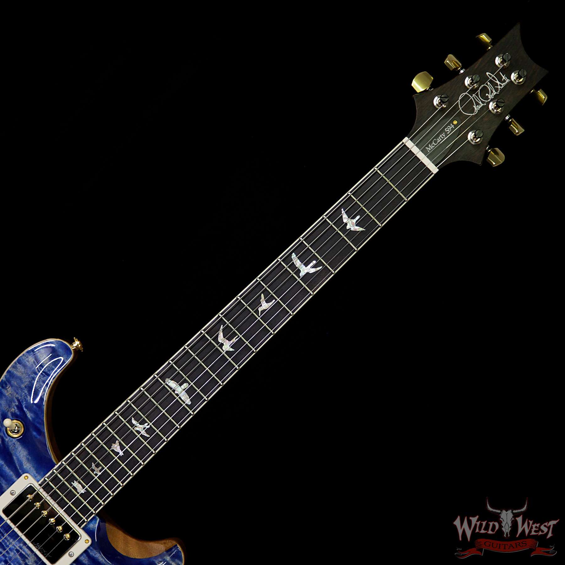 prs-wl-q10-mc594-fadedbluejean-255764-bnf__wwg.jpg PRS Wood Library Quilt Maple 10 Top McCarty 594 Flame Mahogany Neck Brazilian Rosewood Board Faded Blue Jean - Image 8