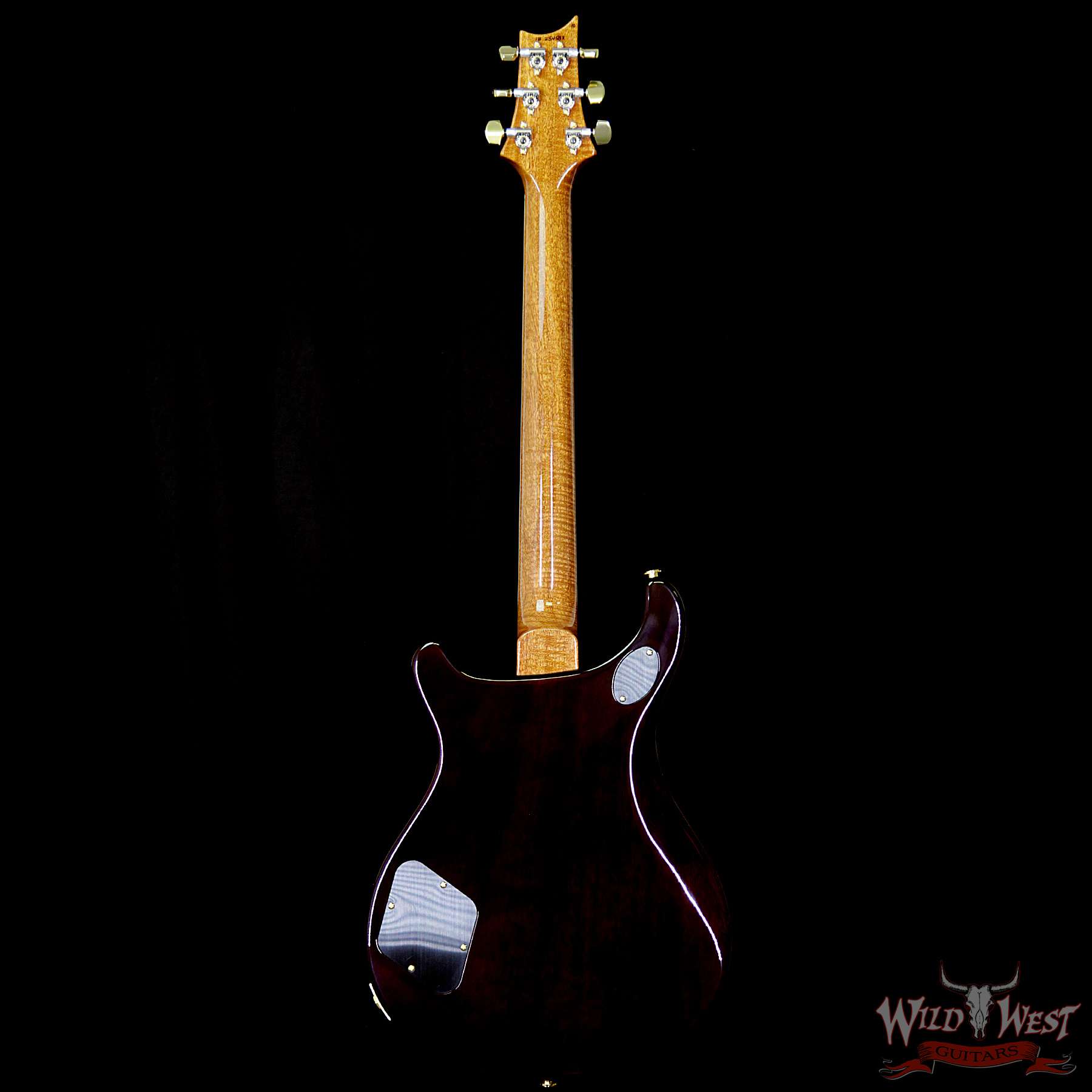 prs-wl-q10-mc594-fm-coco-fadedbluejean-254582-bb__wwg.jpg PRS Wood Library 10 Top Quilt Maple Top McCarty 594 Flame Maple Neck Cocobolo Board Faded Blue Jean - Image 6