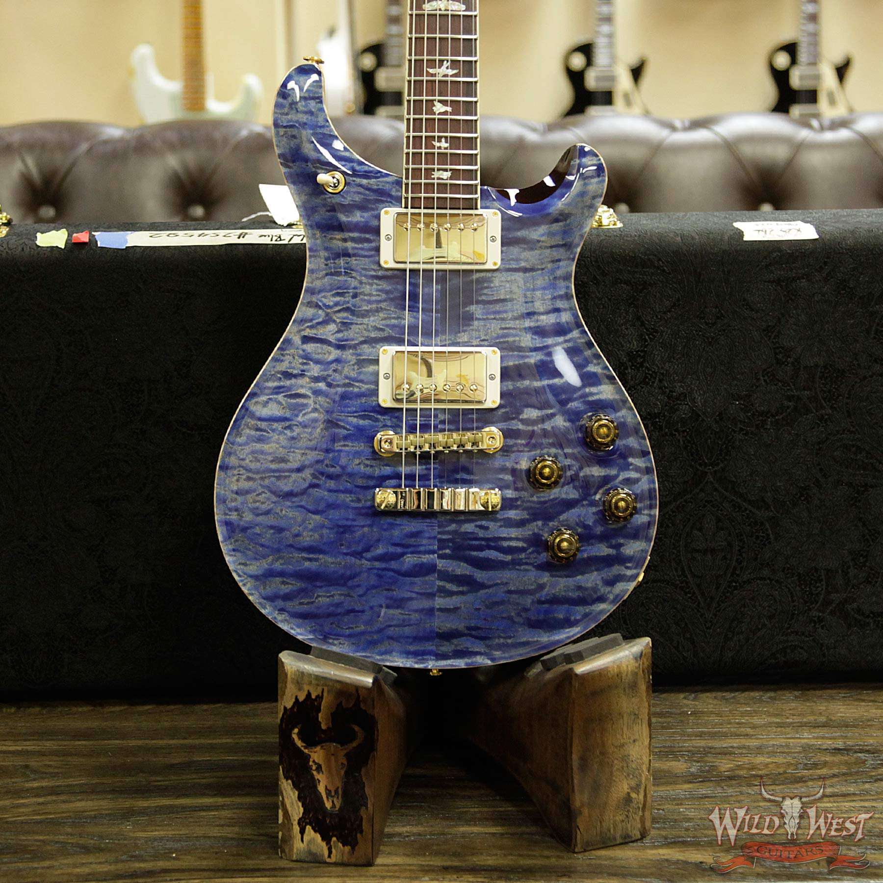 prs-wl-q10-mc594-fm-coco-fadedbluejean-254582-d1__wwg.jpg PRS Wood Library 10 Top Quilt Maple Top McCarty 594 Flame Maple Neck Cocobolo Board Faded Blue Jean - Image 10