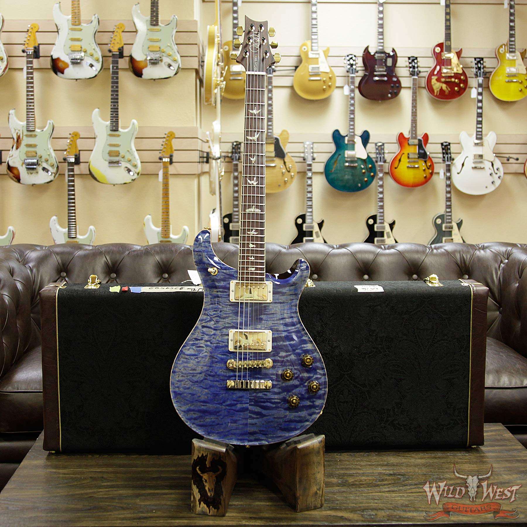 prs-wl-q10-mc594-fm-coco-fadedbluejean-254582-d2__wwg.jpg PRS Wood Library 10 Top Quilt Maple Top McCarty 594 Flame Maple Neck Cocobolo Board Faded Blue Jean - Image 11