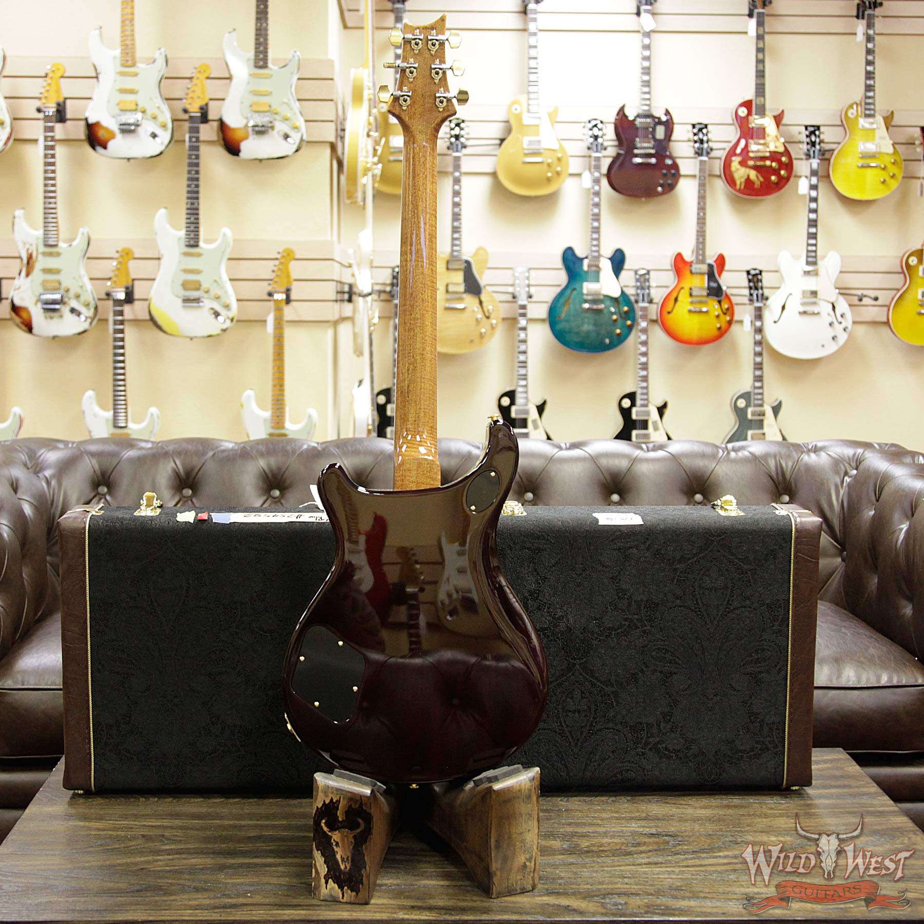 prs-wl-q10-mc594-fm-coco-fadedbluejean-254582-d4__wwg.jpg PRS Wood Library 10 Top Quilt Maple Top McCarty 594 Flame Maple Neck Cocobolo Board Faded Blue Jean - Image 15