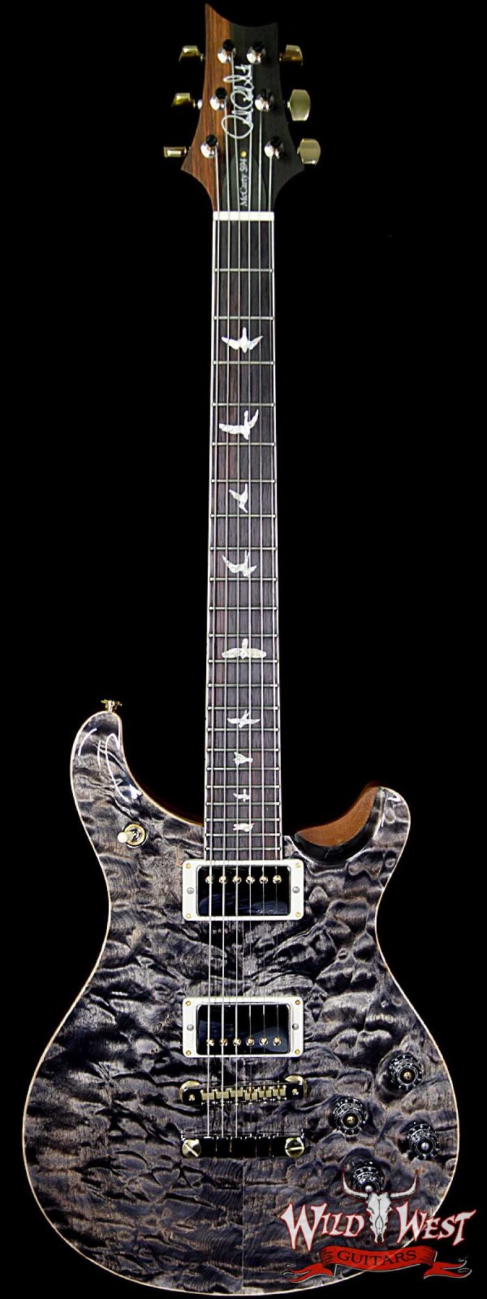 PRS Wood Library Quilt Maple 10 Top McCarty 594 Flame Mahogany Neck Brazilian Rosewood Board Charcoal - Image 1