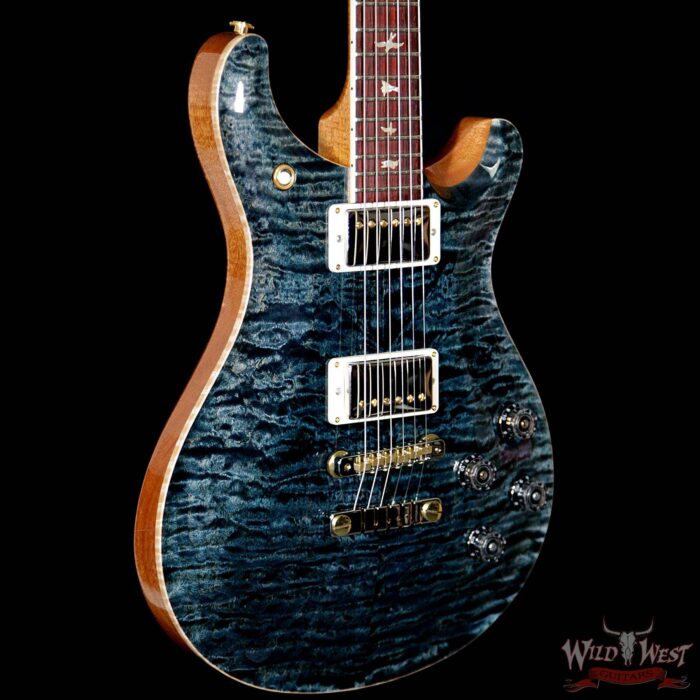 PRS Wood Library 10 Top Quilt Maple Top McCarty 594 Flame Mahogany Neck Cocobolo Board Slate Blue - Image 4