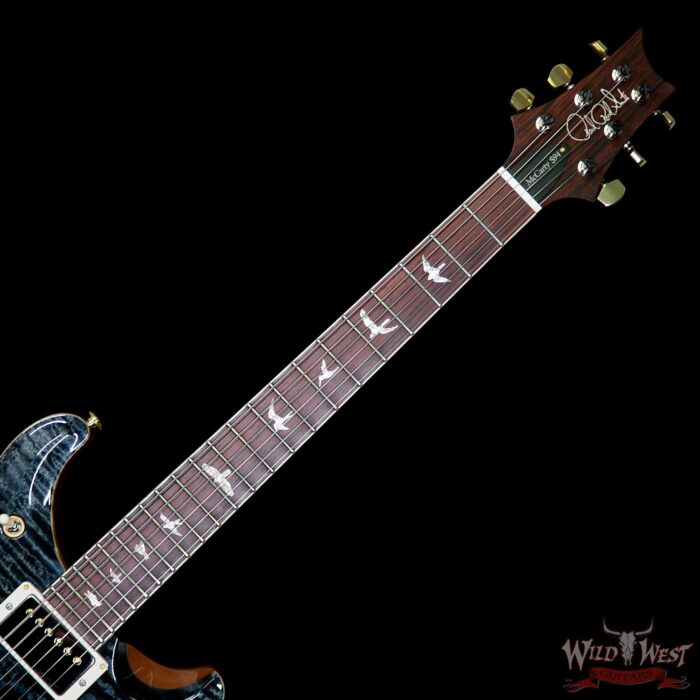 PRS Wood Library 10 Top Quilt Maple Top McCarty 594 Flame Mahogany Neck Cocobolo Board Slate Blue - Image 7