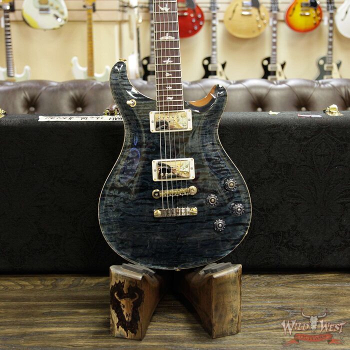 PRS Wood Library 10 Top Quilt Maple Top McCarty 594 Flame Mahogany Neck Cocobolo Board Slate Blue - Image 9