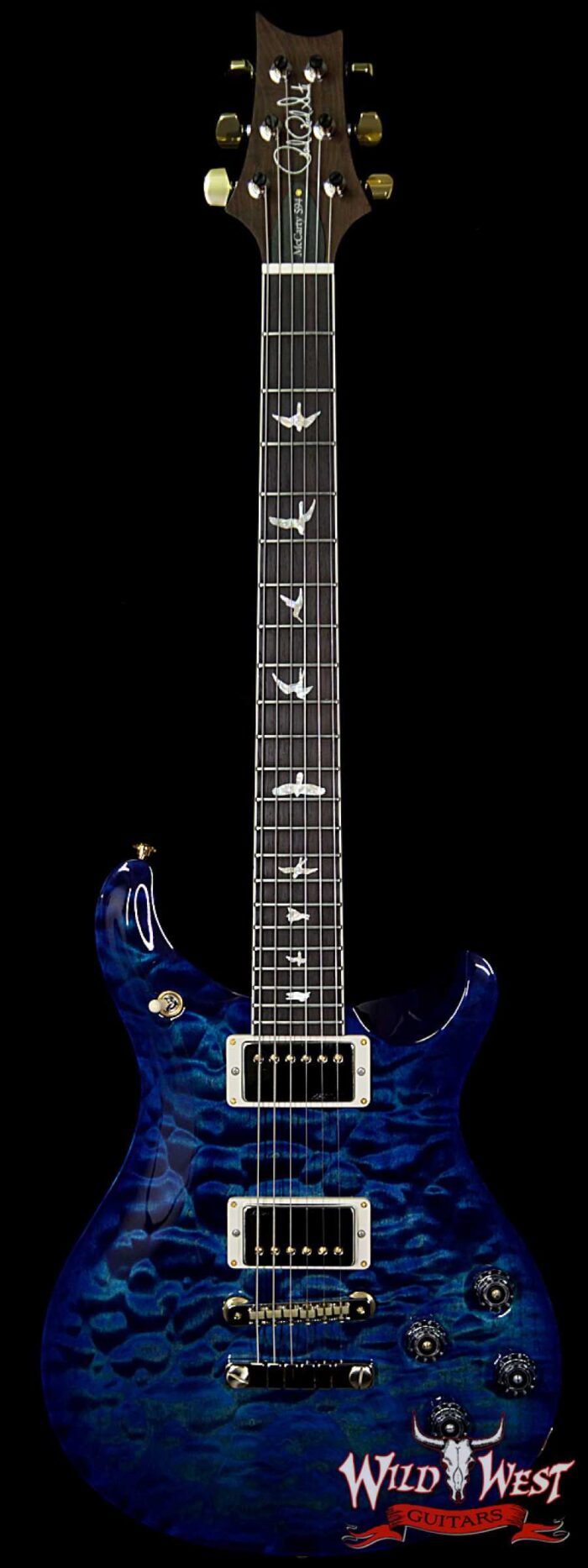 PRS Wood Library 10 Top Quilt Top McCarty 594 Flame Maple Neck Brazilian Rosewood Board River Blue - Image 1
