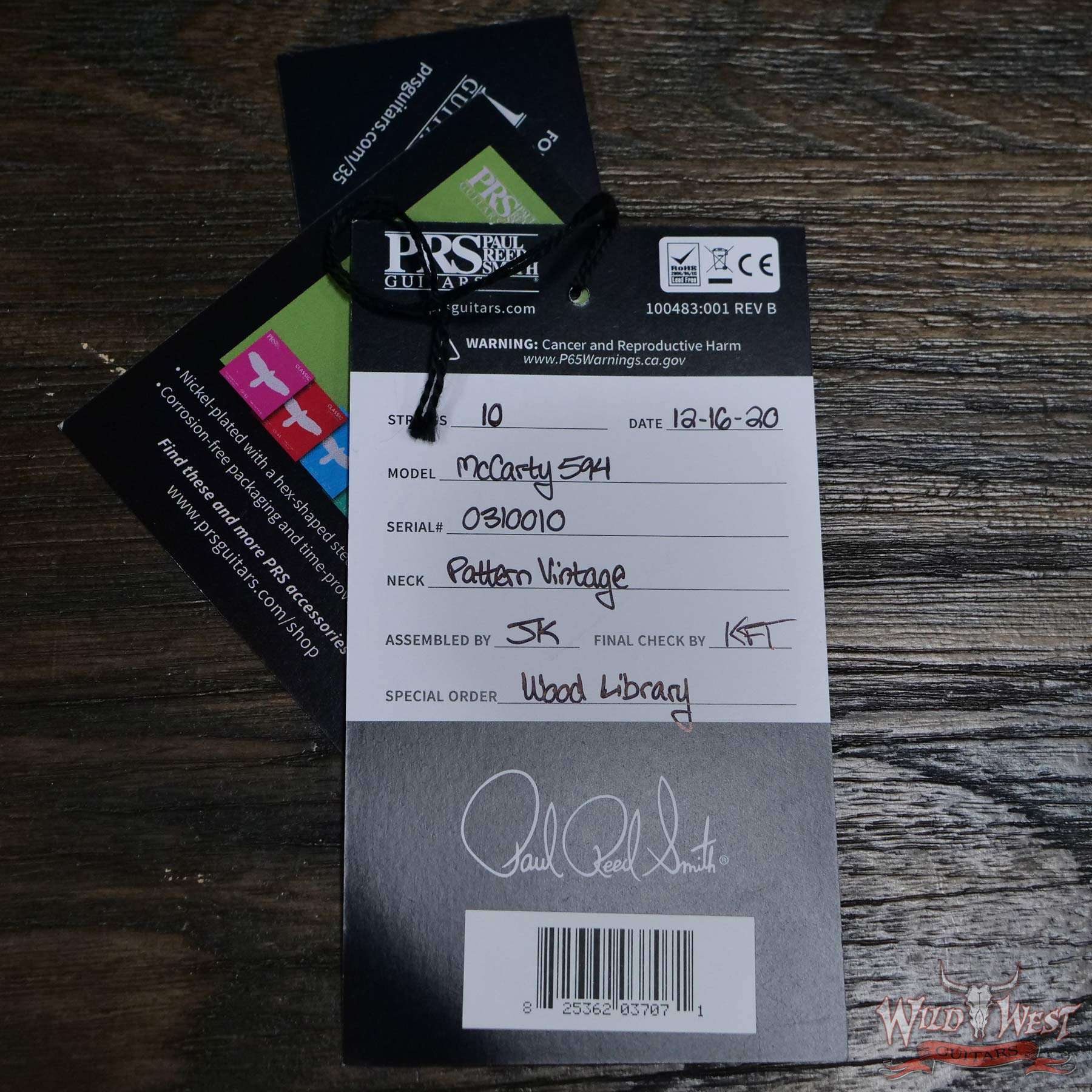 prs-wl-q10-mc594-greyblackfade-310010-coa__wwg.jpg PRS Wood Library Quilt 10 Top McCarty 594 Brazilian Rosewood Fingerboard Grey Black Fade - Image 12