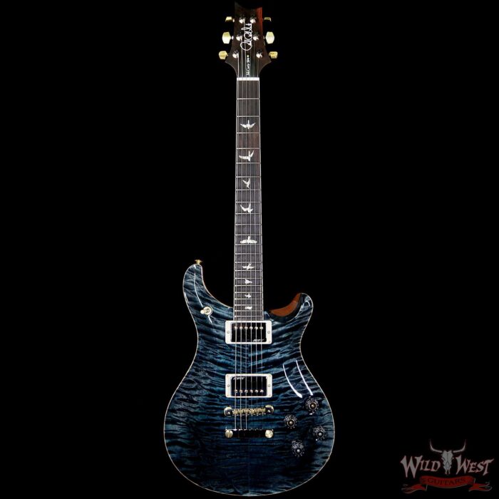 PRS Wood Libaray 10 Top McCarty 594 Quilt Top Flame Mahogany Neck Brazilian Rosewood Board Slate Blue - Image 5