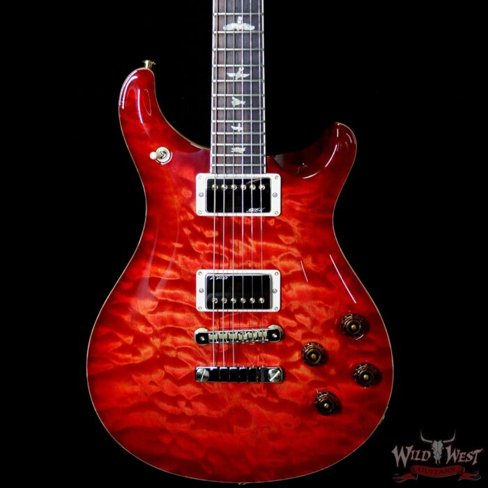 PRS Wood Library 10 Top Quilt 1-Piece Top McCarty 594 Flame Maple Neck Brazilian Rosewood Board Blood Orange - Image 3
