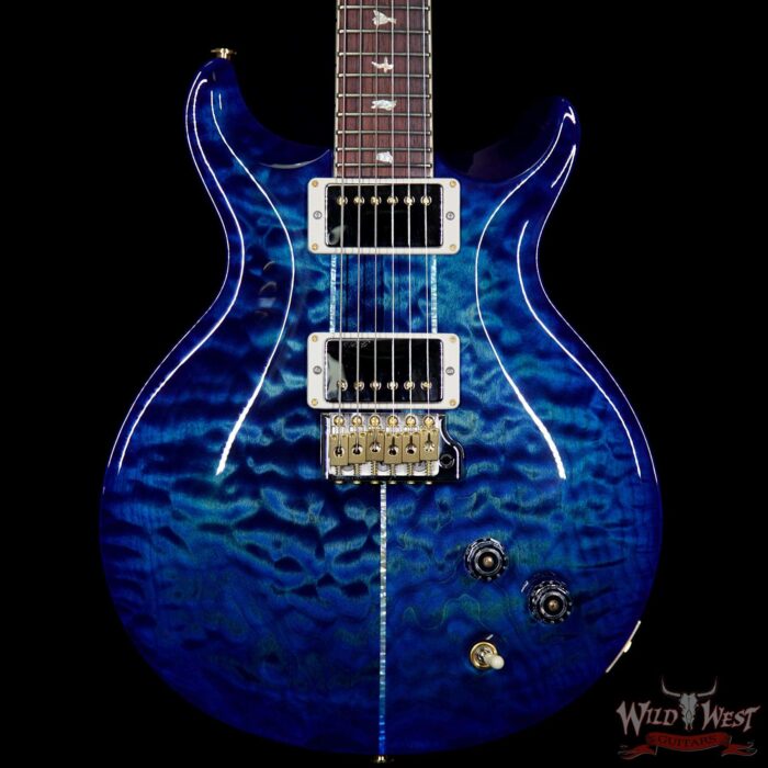 PRS Wood Library Santana Retro Quilt 10 Top Cocobolo Fingerboard River Blue Wrap Burst - Image 3