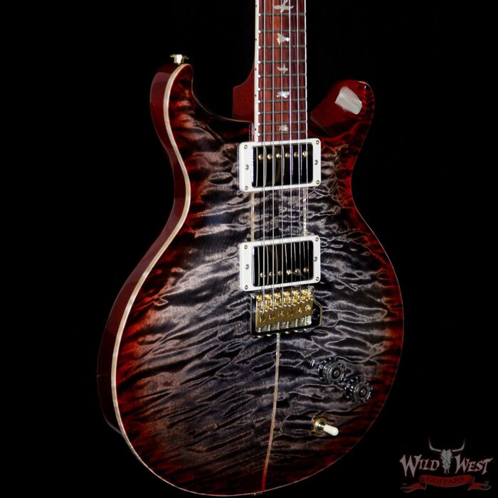 PRS Wood Library Quilt 10 Top Santana Retro Flame Mahogany Neck Cocobolo Board Charcoal Cherry Burst - Image 4