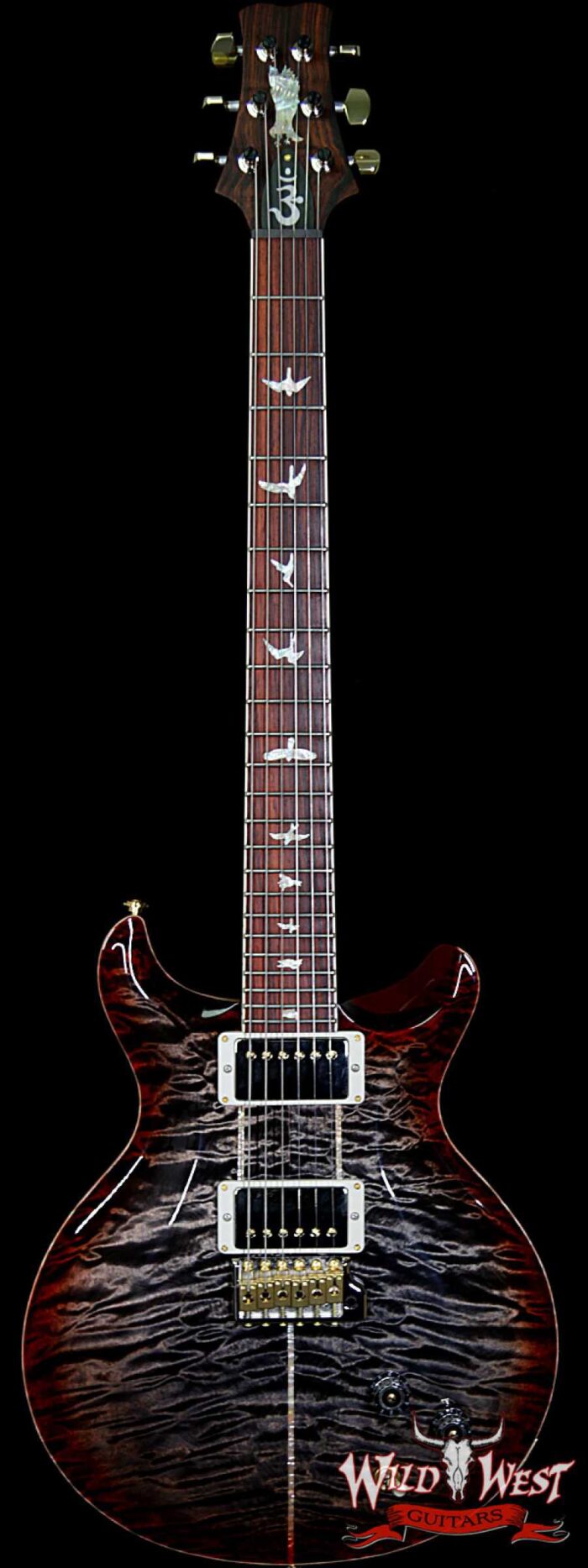 PRS Wood Library Quilt 10 Top Santana Retro Flame Mahogany Neck Cocobolo Board Charcoal Cherry Burst - Image 1