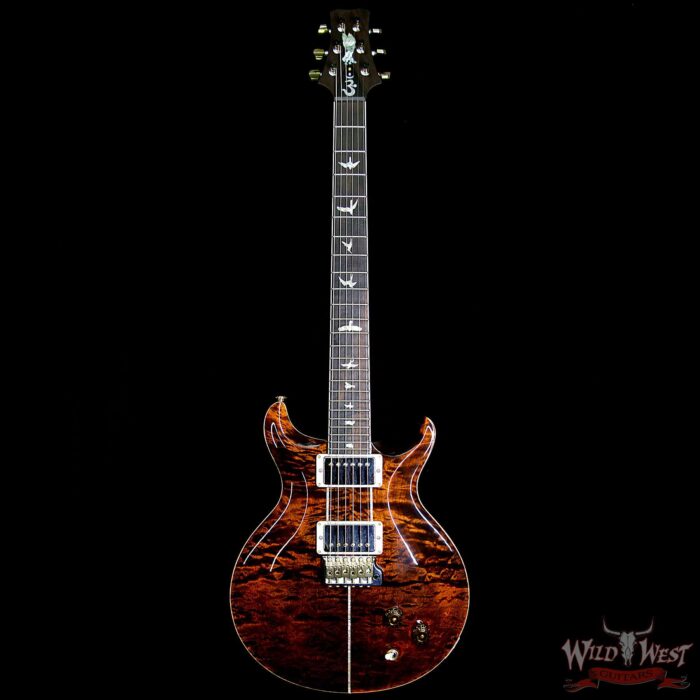 PRS Wood Library Quilt 10 Top Santana Retro Flame Mahogany Neck Brazilian Rosewood Board Orange Tiger - Image 6