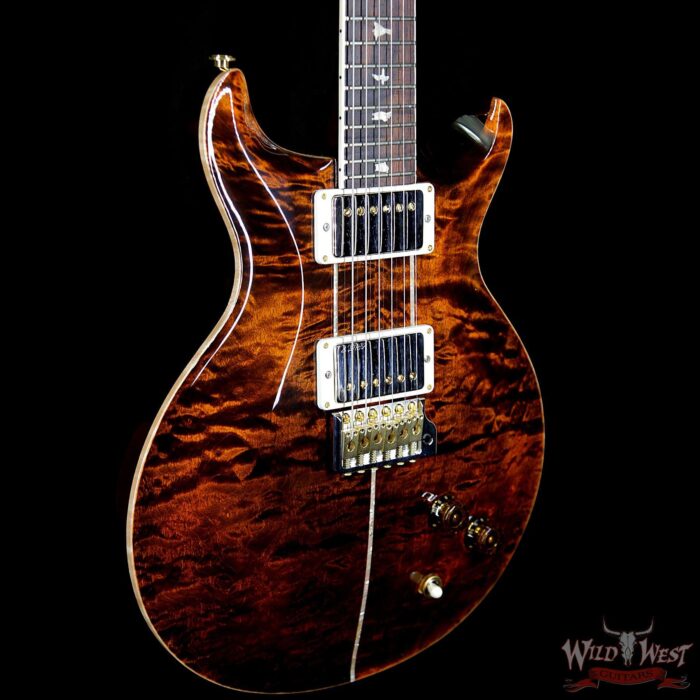 PRS Wood Library Quilt 10 Top Santana Retro Flame Mahogany Neck Brazilian Rosewood Board Orange Tiger - Image 5