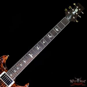 PRS Wood Library Quilt 10 Top Santana Retro Flame Mahogany Neck Brazilian Rosewood Board Orange Tiger - Image 8