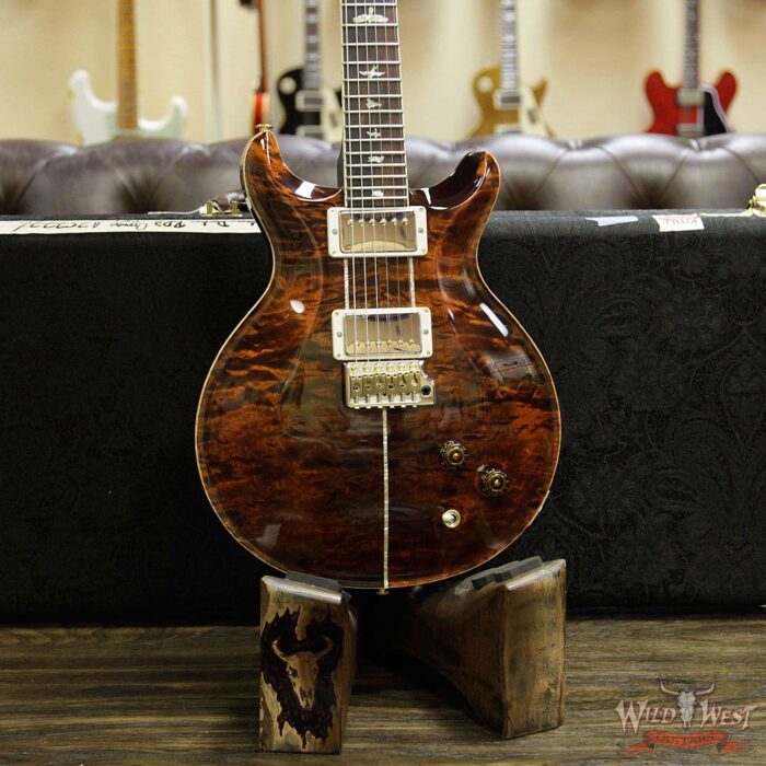 PRS Wood Library Quilt 10 Top Santana Retro Flame Mahogany Neck Brazilian Rosewood Board Orange Tiger - Image 10