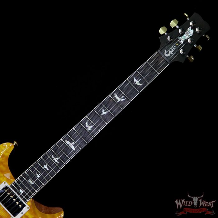 PRS Wood Library Santana Retro Quilt Top Flame Mahogany Neck Brazilian Rosewood Board Santana Yellow - Image 9