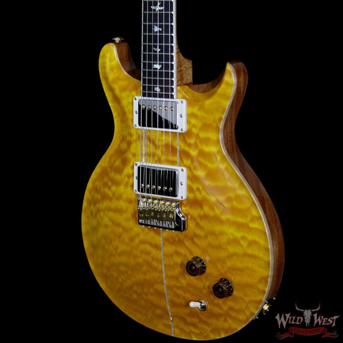 PRS Wood Library Santana Retro Quilt Top Flame Mahogany Neck Brazilian Rosewood Board Santana Yellow - Image 2