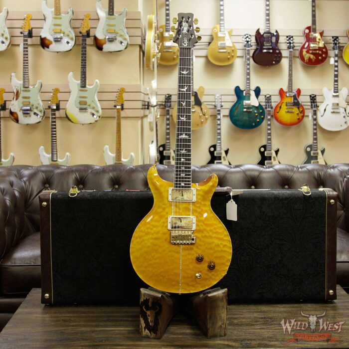 PRS Wood Library Santana Retro Quilt Top Flame Mahogany Neck Brazilian Rosewood Board Santana Yellow - Image 12