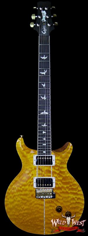 PRS Wood Library Santana Retro Quilt Top Flame Mahogany Neck Brazilian Rosewood Board Santana Yellow
