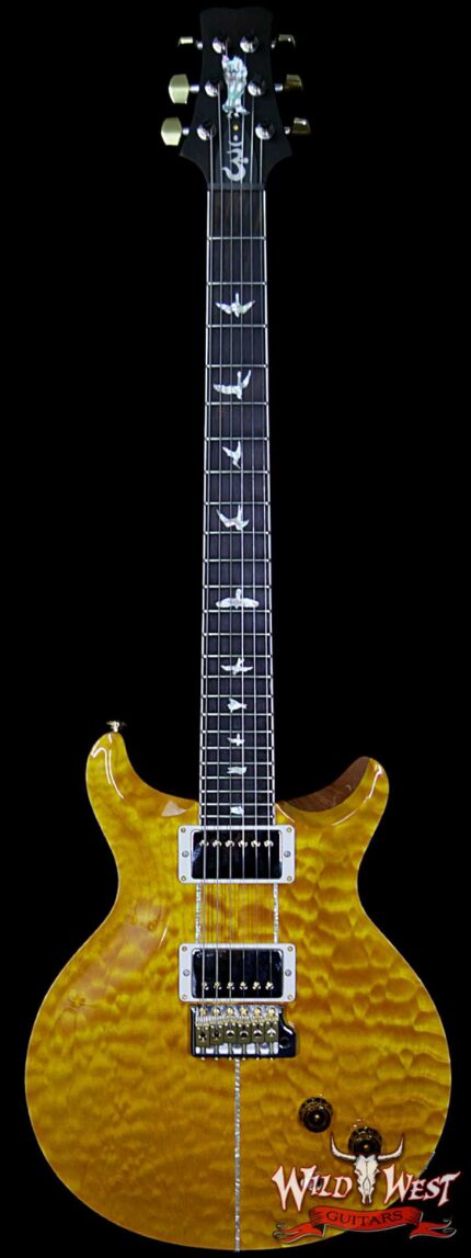 PRS Wood Library Santana Retro Quilt Top Flame Mahogany Neck Brazilian Rosewood Board Santana Yellow
