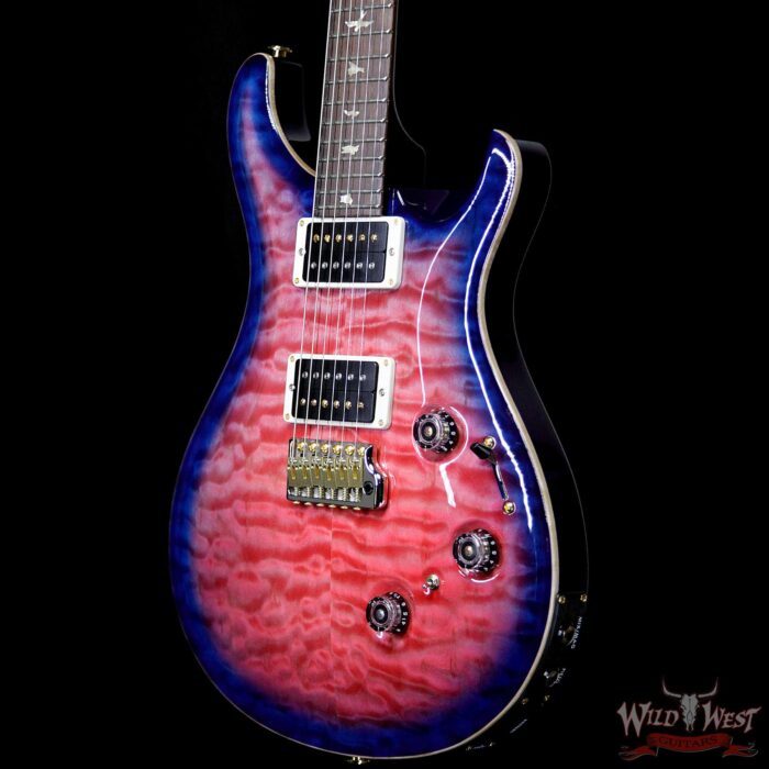 PRS Wood Library Artist Package Quilt Top Custom 24 Piezo P24 Brazilian Rosewood Board Bonnie Pink Blue Burst - Image 3
