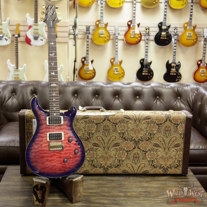PRS Wood Library Artist Package Quilt Top Custom 24 Piezo P24 Brazilian Rosewood Board Bonnie Pink Blue Burst - Image 6