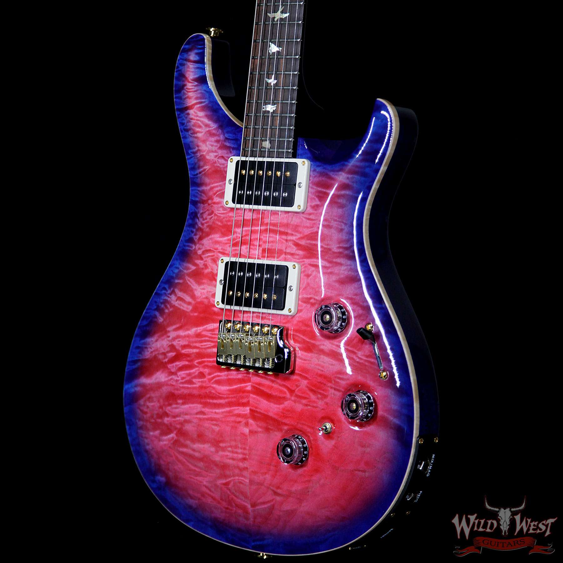 prs-wlap-p24-275182-bf__wwg.jpg PRS Wood Library Artist Package Quilt Top P24 Custom 24 Piezo Brazilian Rosewood Board Bonnie Pink Blue Burst - Image 2