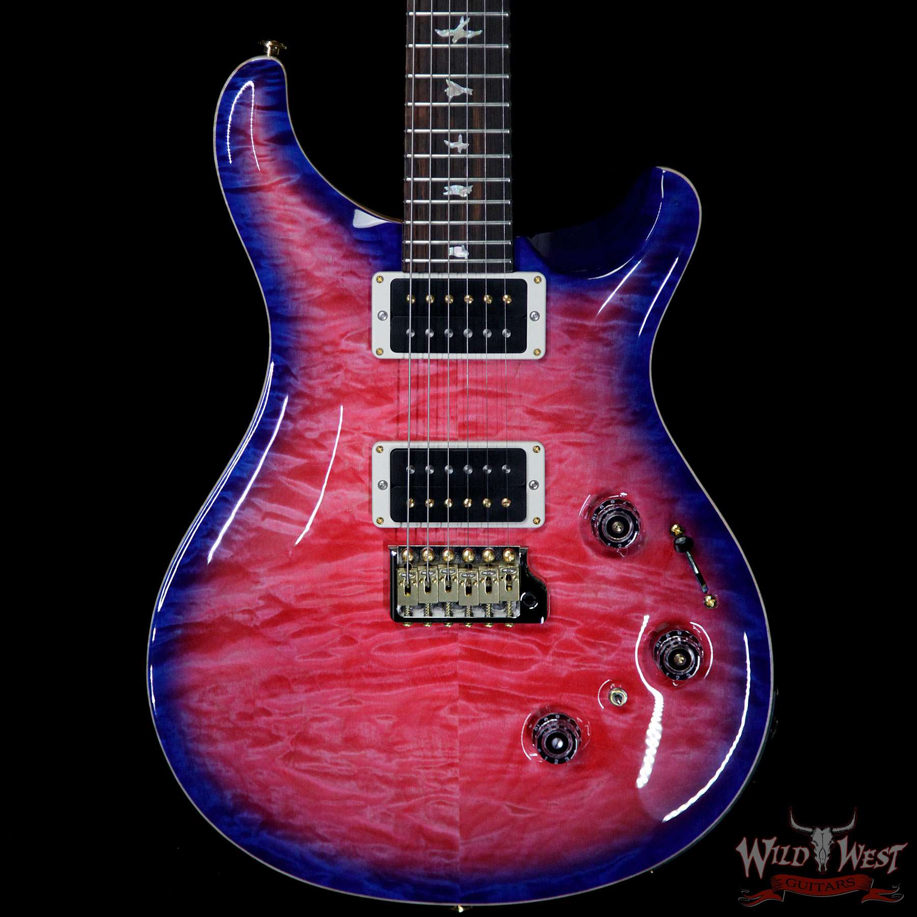 prs-wlap-p24-275182-br__wwg.jpg PRS Wood Library Artist Package Quilt Top P24 Custom 24 Piezo Brazilian Rosewood Board Bonnie Pink Blue Burst - Image 3