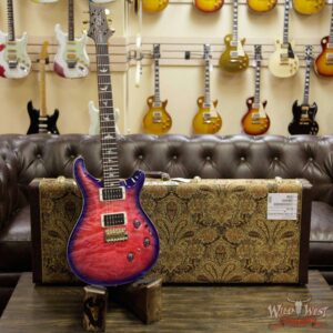 PRS Wood Library Artist Package Quilt Top P24 Custom 24 Piezo Brazilian Rosewood Board Bonnie Pink Blue Burst - Image 7