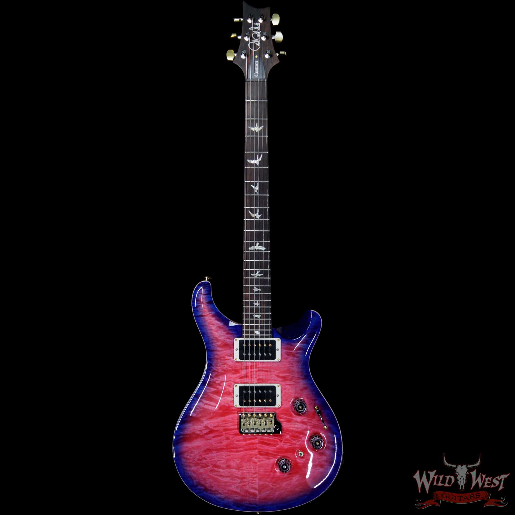 prs-wlap-p24-275182-f__wwg.jpg PRS Wood Library Artist Package Quilt Top P24 Custom 24 Piezo Brazilian Rosewood Board Bonnie Pink Blue Burst - Image 4