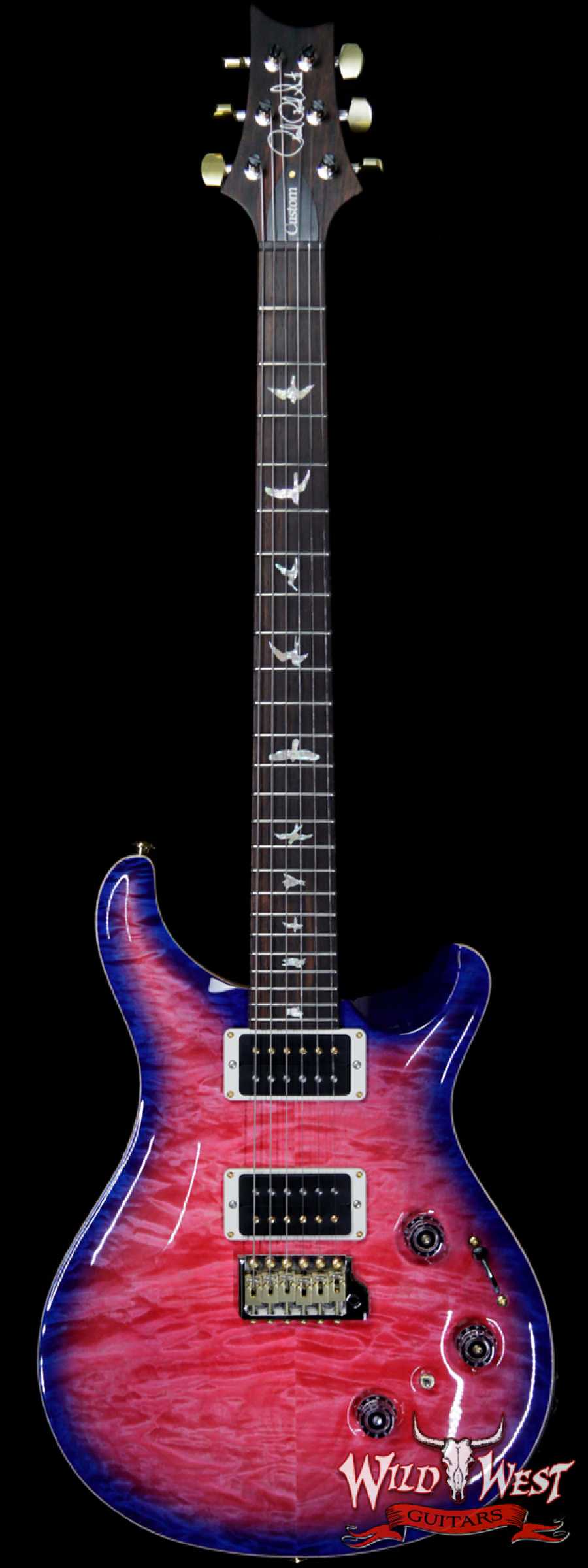 prs-wlap-p24-275182-main__wwg_large.jpg PRS Wood Library Artist Package Quilt Top P24 Custom 24 Piezo Brazilian Rosewood Board Bonnie Pink Blue Burst - Image 1