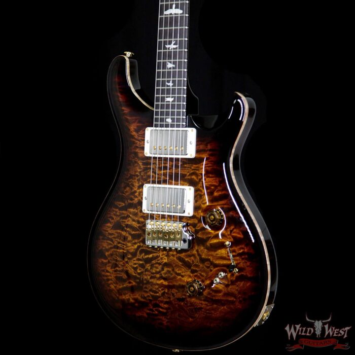 PRS Wood Library Artist Package Quilt Top Custom 24/08 Ebony Fretboard Flame Neck Black Gold Burst - Image 2