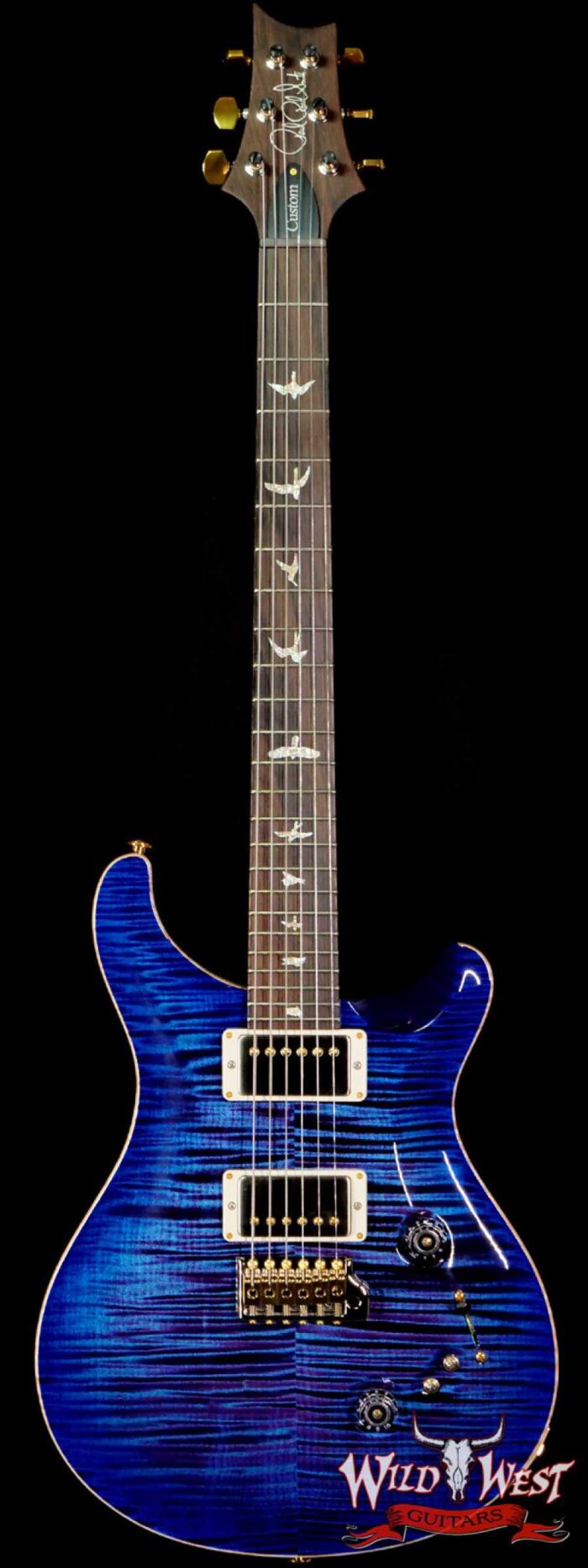 Paul Reed Smith Wood Library 10 Top Custom 24-08 Roasted Flame Maple Neck Brazilian Rosewood Board Violet Blue Burst - Image 1
