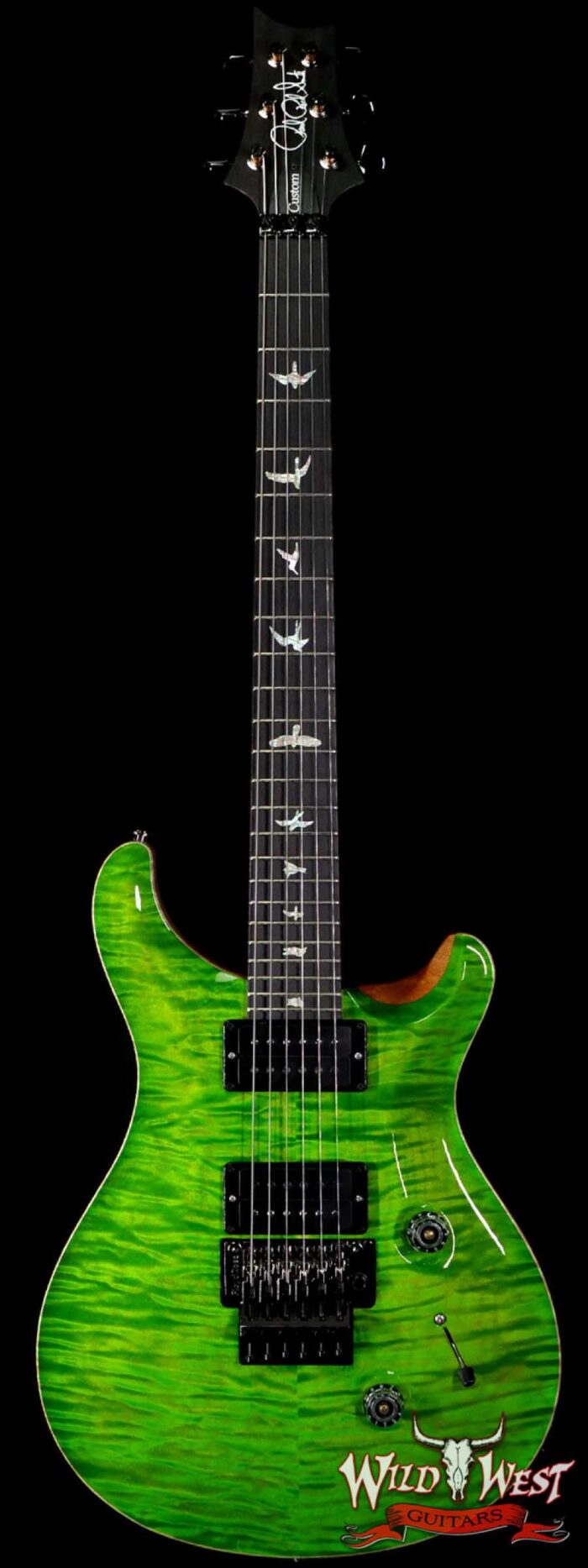 PRS Wood Library 10 Top Custom 24 Floyd Rose Ebony Fingerboard Roasted Flame Maple Neck Eriza Verde - Image 1