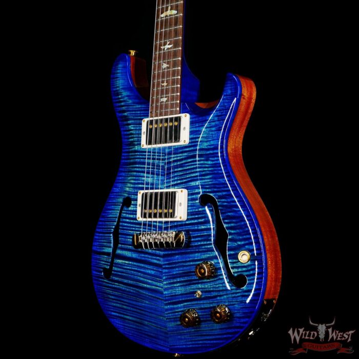 Paul Reed Smith Wood Library 10 Top Hollowbody I Piezo Flame Neck Brazilian Rosewood Board River Blue Burst - Image 2