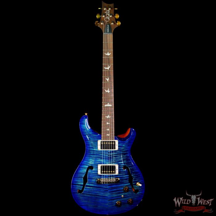 Paul Reed Smith Wood Library 10 Top Hollowbody I Piezo Flame Neck Brazilian Rosewood Board River Blue Burst - Image 3