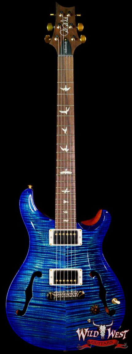Paul Reed Smith Wood Library 10 Top Hollowbody I Piezo Flame Neck Brazilian Rosewood Board River Blue Burst