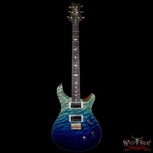 PRS Wood Library 10 Top Custom 24 Fatback Quilt Top Birdseye Neck Brazilian Rosewood Board Blue Fade - Image 5
