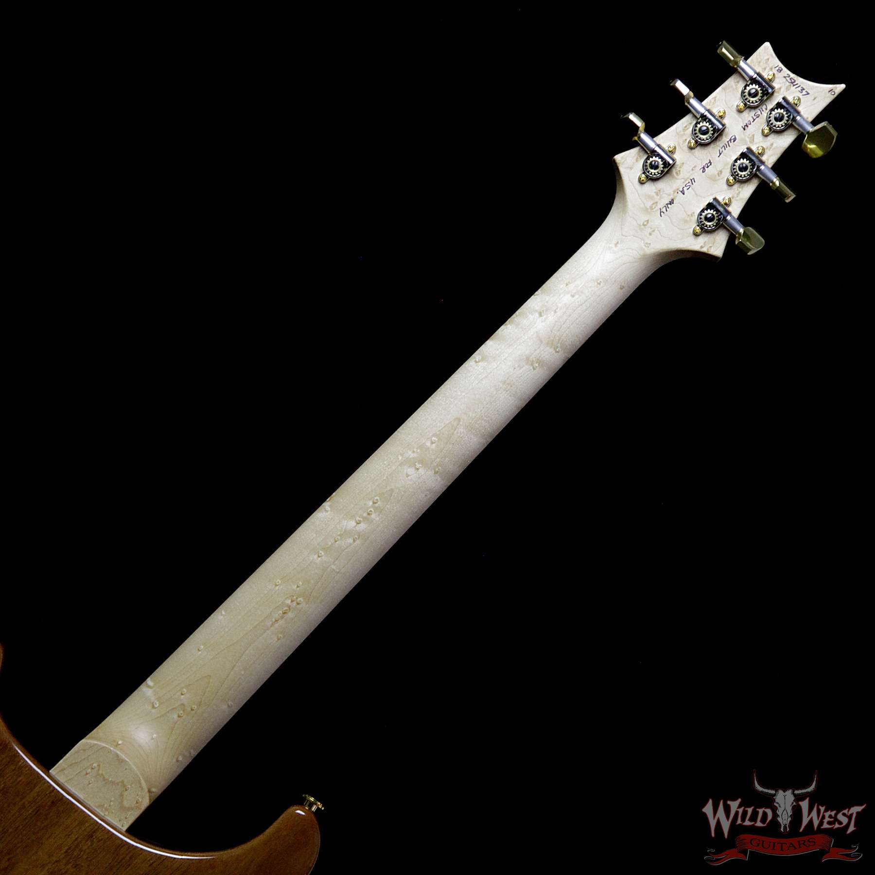 prs-wlq10-cu24fb-birdeyebrz-bluefade-254137-bnb__wwg.jpg PRS Wood Library 10 Top Custom 24 Fatback Quilt Top Birdseye Neck Brazilian Rosewood Board Blue Fade - Image 12